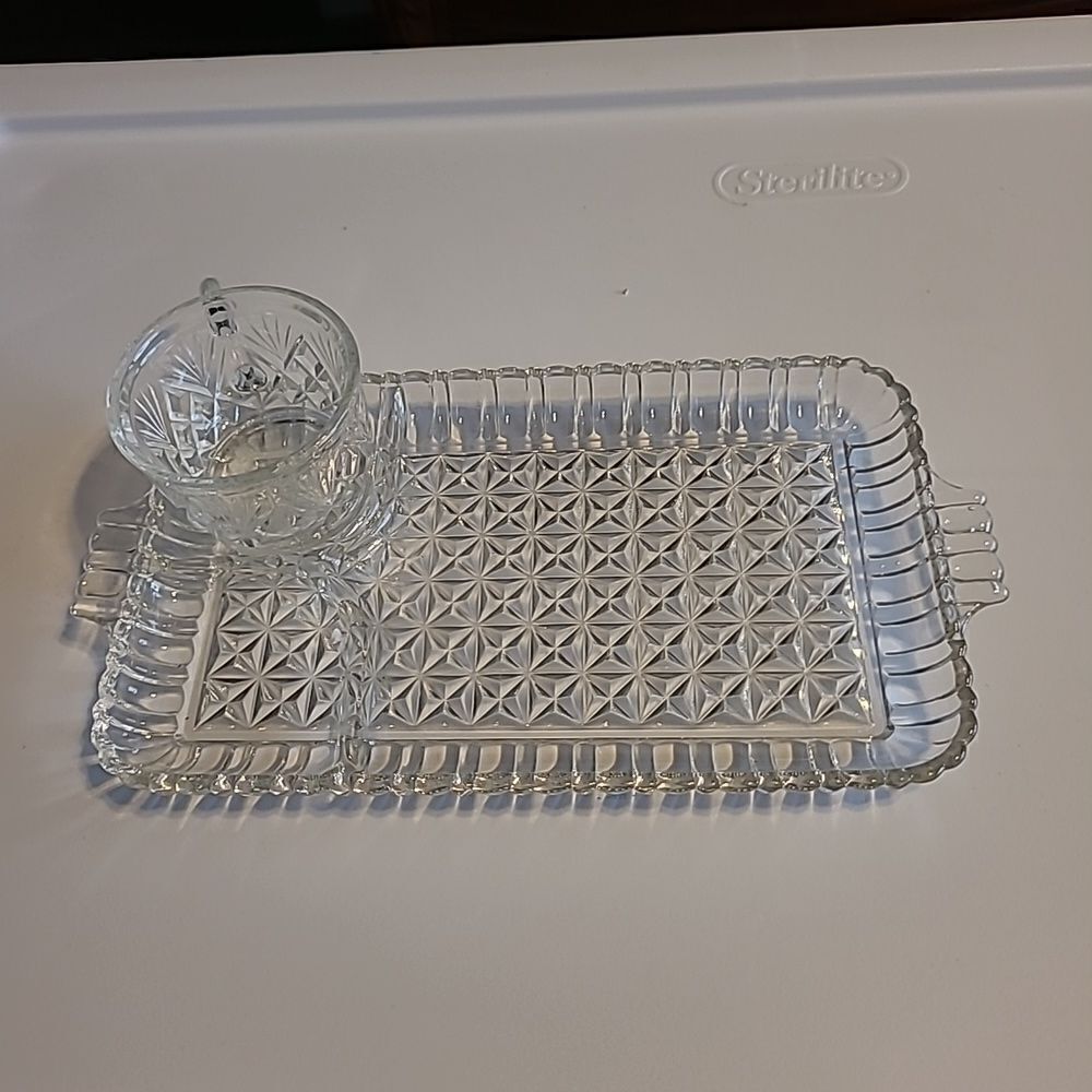 Vintage Anchor Hocking Snack Tray and Cup #1